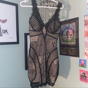 Bebe black lace mini dress